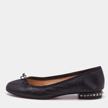 Christian Louboutin Black Leather La Massine Ballet Flats Size 37.5