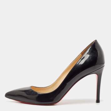 Pre Owned Christian Louboutin Black Patent Leather Kate Pumps Size 39