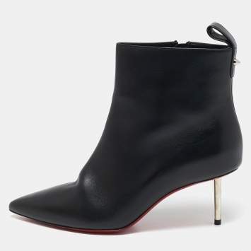 Christian Louboutin Black Leather Ankle Length Boots Size 36.5
