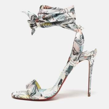 Christian Louboutin Multicolor Printed Satin Du Dessert Sandals Size 39.5