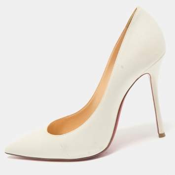 Pre Owned Christian Louboutin Off White Leather So Kate Pumps Size 39