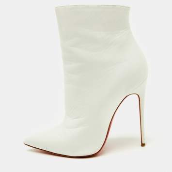 Christian Louboutin White Leather So Kate Ankle Length Boots Size 35.5
