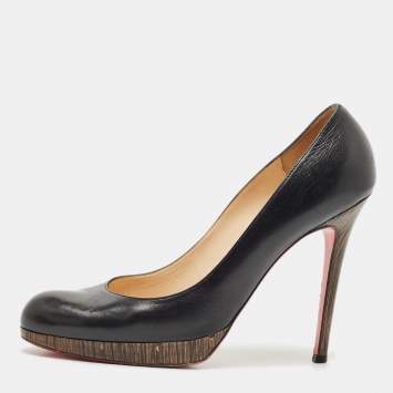 Pre Owned Christian Louboutin Black Leather Neofilo Platform Pumps Size 40