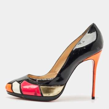 Pre Owned Christian Louboutin Multicolor Patent Leather Astrogirl Pumps Size 38.5