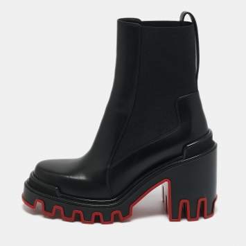 Christian Louboutin Black Leather Marchacroche 70 Ankle Boots Size 39