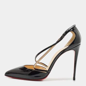 Christian Louboutin Black Patent Leather Cross Blake D'orsay Pumps Size 39