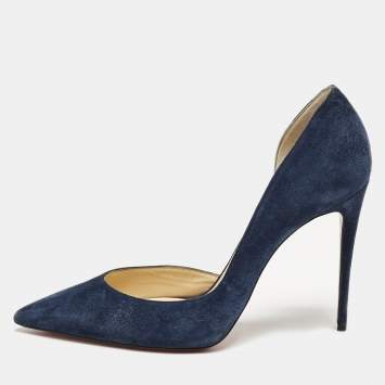 Christian Louboutin Navy Blue Suede Iriza D'orsay Pumps Size 40.5