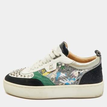 Christian Louboutin Multicolor Leather and Sequin Happyrui Sneakers Size 39