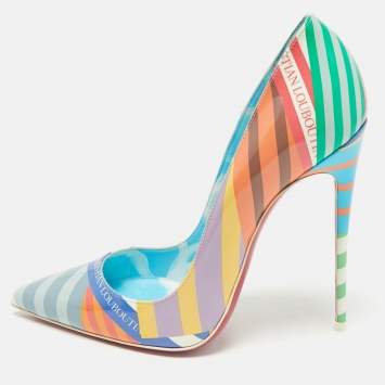 Christian Louboutin Multicolor Printed Patent Leather Hot Chick Pumps Size 40