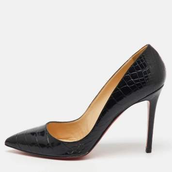 Christian Louboutin Black Crocodile Leather Pigalle Pumps Size 39.5