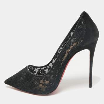 Christian Louboutin Black Lace and Mesh Follies Strass Pumps Size 40