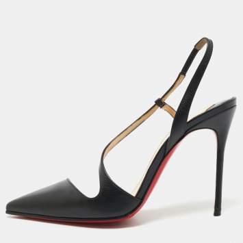 Christian Louboutin Black Leather June Slingback Pumps Size 39