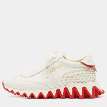 Christian Louboutin White Leather Loubishark Sneakers Size 38
