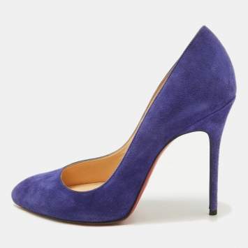Pre Owned Christian Louboutin Blue Suede Corneille Pumps Size 37