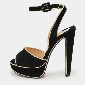 Christian Louboutin Burgundy  Suede LouLou Dance Platform Ankle Strap Sandals Size 36