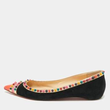 Christian Louboutin Tricolor Suede and Patent Leather Malabar Hill Ballet Flats Size 40.5