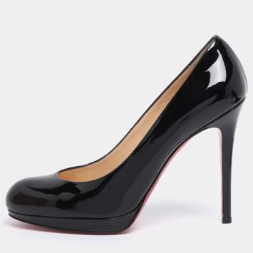 Christian Louboutin Black Patent Leather New Simple Pumps Size 38.5