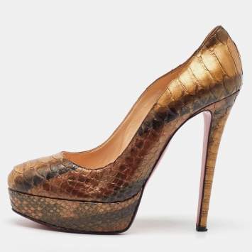 Christian Louboutin Multicolor Python Bianca Platform Pumps Size 38