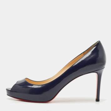 Christian Louboutin Navy Blue Leather Very Prive Pumps Size 40