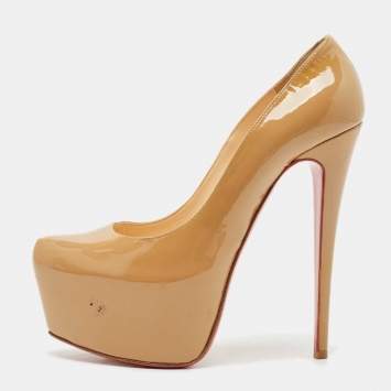 Christian Louboutin Beige Patent Leather Daffodile Pumps Size 40