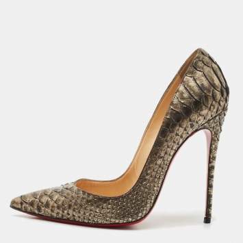 Pre Owned Christian Louboutin Metallic Python So Kate  Pumps Size 38.5