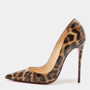 Christian Louboutin Beiige/Brown Patent Leather Pigalle Pumps Size 39