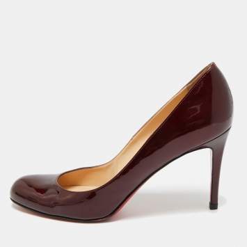 Pre Owned Christian Louboutin Burgundy Patent Leather New Simple Pumps Size 41