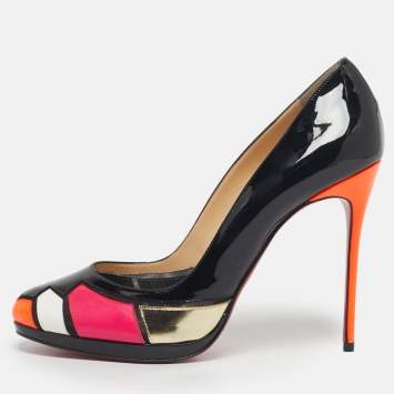 Pre Owned Christian Louboutin Multicolor Patchwork Patent Leather Astrogirl Pumps Size 40.5