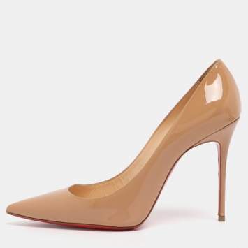 Pre Owned Christian Louboutin Yellow Patent Leather Pigalle Pumps Size 38.5