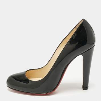 Pre Owned Christian Louboutin Black Patent Leather Simple Pumps Size 36.5