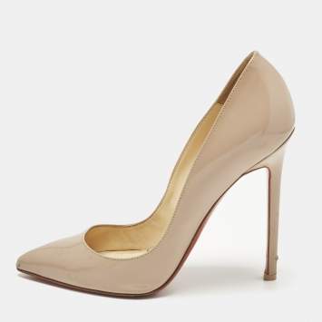 Pre Owned Christian Louboutin Beige Leather Pigalle Pumps Size 36.5