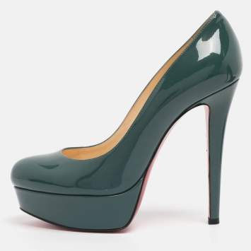 Pre Owned Christian Louboutin Tale Green Patent Leather Bianca Platform Pumps Size 36