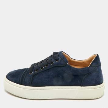 Pre Owned Christian Louboutin Navy Blue Suede Vieirissima Orlato Sneakers Size 37.5