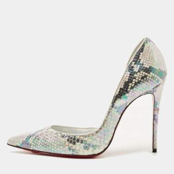 Pre Owned Christian Louboutin Multicolor Python Embossed Leather Iriza D'orsay Pumps Size 37.5