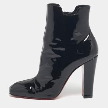 Pre Owned Christian Louboutin Black Patent Leather Tiagadaboot Ankle Boots Size 41