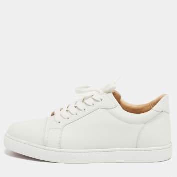 Pre Owned Christian Louboutin White Leather Vieira Sneakers Size 41