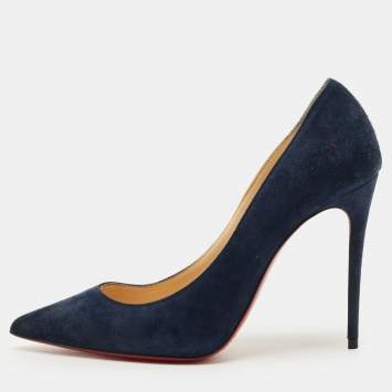 Pre Owned Christian Louboutin Navy Blue Suede So Kate Pumps Size 36.5
