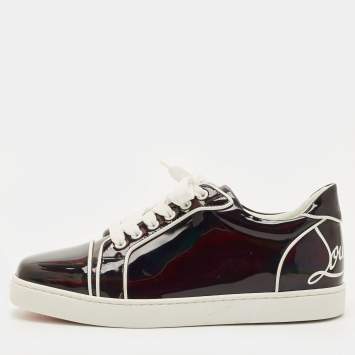 Pre Owned Christian Louboutin Black Patent Leather Fun Vieira Low Top Sneakers Size 40