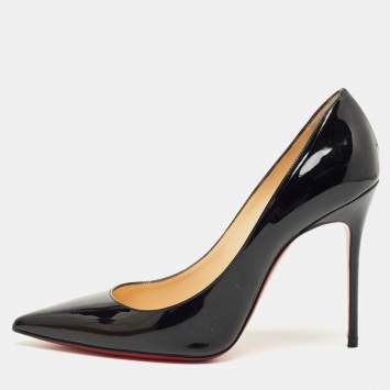 Pre Owned Christian Louboutin Black Patent Leather Kate Pumps Size 38
