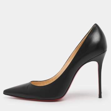Pre Owned Christian Louboutin Black Leather Pigalle Pointed Toe Pumps Size 40
