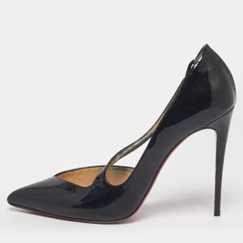 Pre Owned Christian Louboutin Black Patent Leather Jumping D'orsay Pumps Size 39