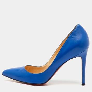 Pre Owned Christian Louboutin Blue Leather So Kate Pumps Size 37.5