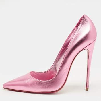 Pre Owned Christian Louboutin Metallic Leather So Kate Pumps Size 39