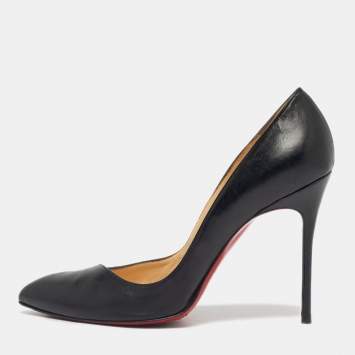 Pre Owned Christian Louboutin Black Leather Corneille Pumps Size 39