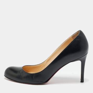 Pre Owned Christian Louboutin Black Leather New Simple Pumps Size 38.5