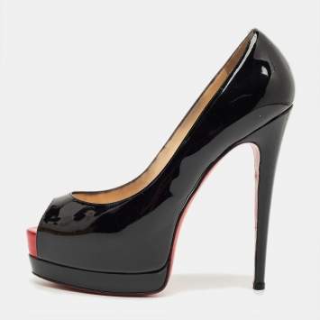 Pre Owned Christian Louboutin Black Patent Leather Palais Royal Pumps Size 38