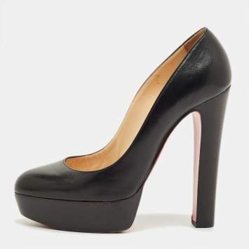 Pre Owned Christian Louboutin Black Leather Grapi Platform Pumps Size 38
