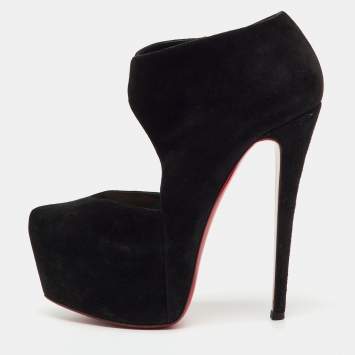 Pre Owned Christian Louboutin Black Suede Donue Platform Pumps Size 37