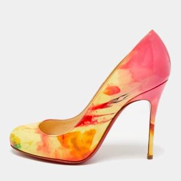 Pre Owned Christian Louboutin Fifi Size 35 Multicolor Patent Leather Pumps