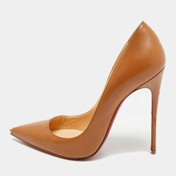 Pre Owned Christian Louboutin So Kate Size 39.5 Brown Leather Pumps